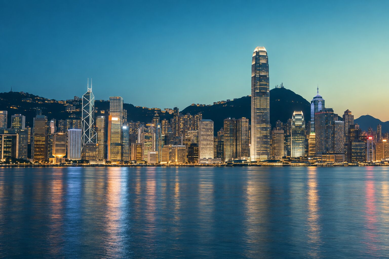 Hong Kong Island skyline at dusk